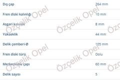 OPEL ASTRA K ARKA DİSK TAKIMI BOSCH MARKA