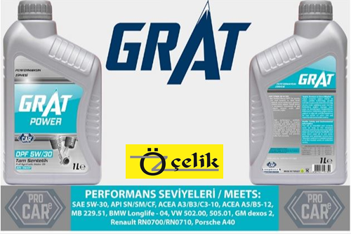 MOTOR YAĞI 5W30 1LT ESP PARTİKÜLLÜ GRAT MARKA