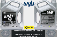 MOTOR YAĞI 5W30 4 LİTRE TAM SENTETİK API SL / CF GRAT MARKA