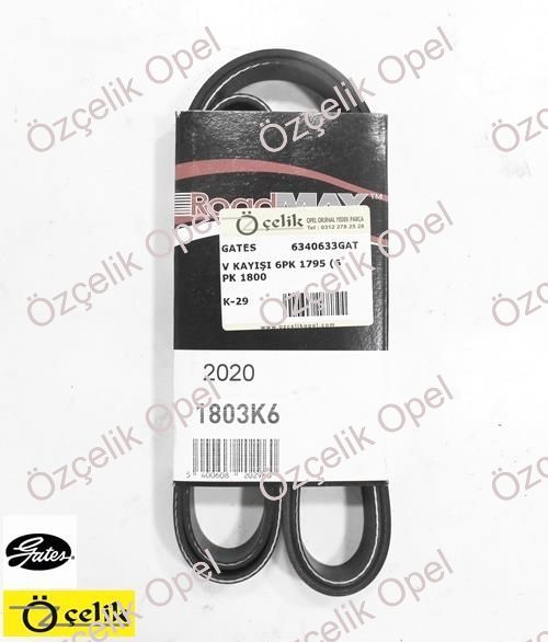 OPEL ASTRA F - CORSA B 1.4 - 1.6 V KAYIŞI 6PK 1795 (6 PK 1800) - GATES MARKA 6340633 - 93181710