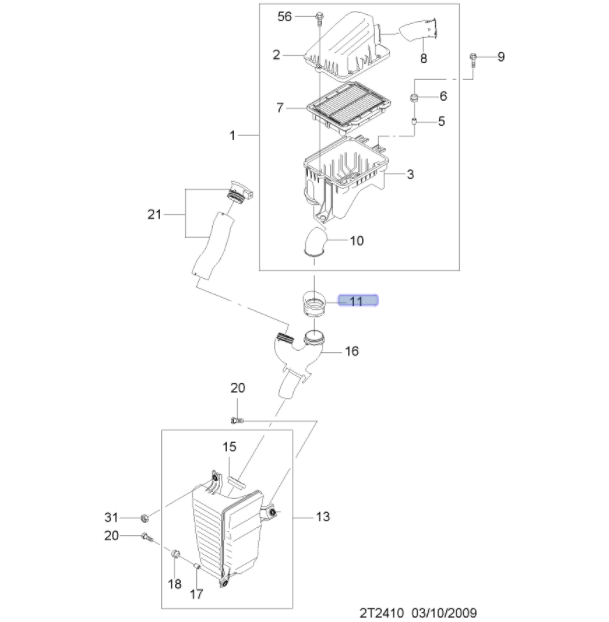 Chevrolet Aveo Hava Filtre Kutu Alt Borusu - Orijinal 96808228